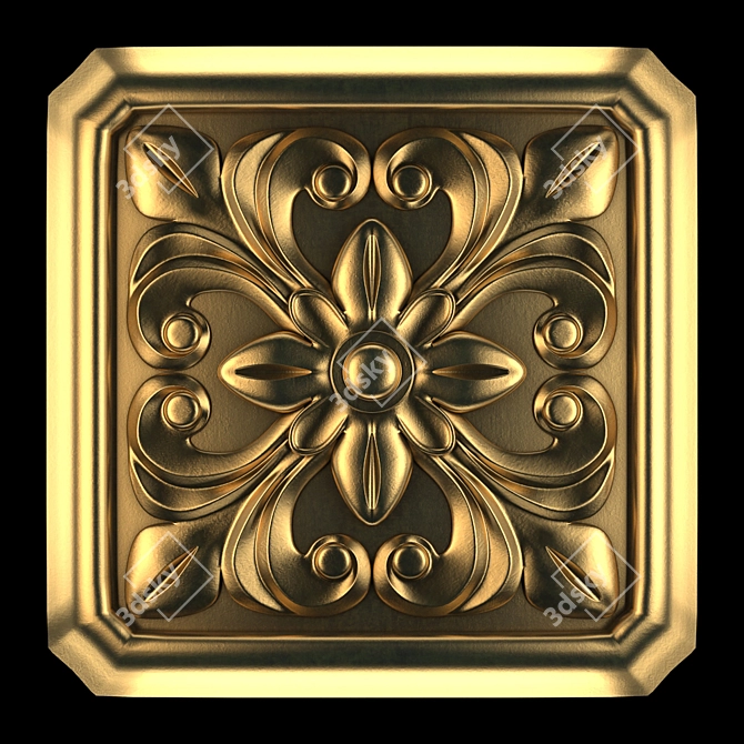 Elegant Gold Gypsum Wall Panel 3D model image 2