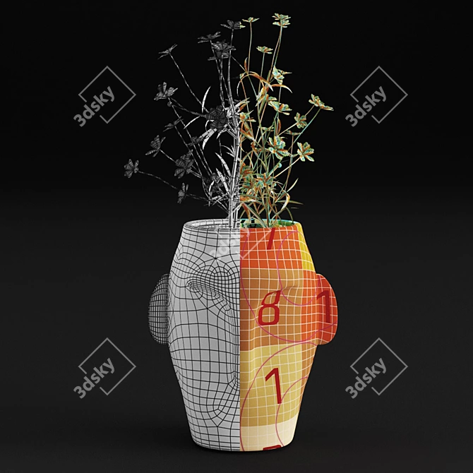 Modern Ceramic Amenna Vase: Stylish & Compact 3D model image 5