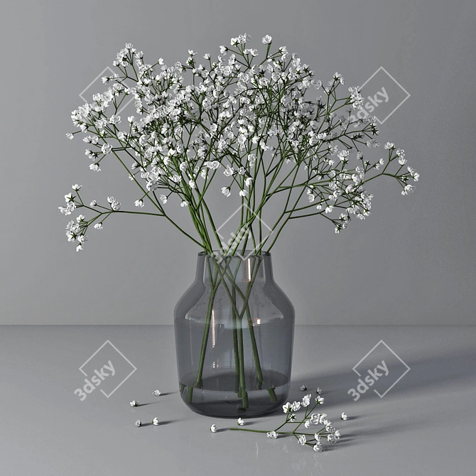 Elegant Gypsophila Bouquet 3D model image 1