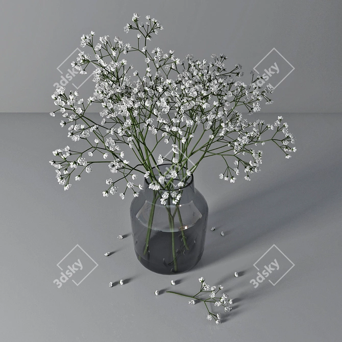 Elegant Gypsophila Bouquet 3D model image 2