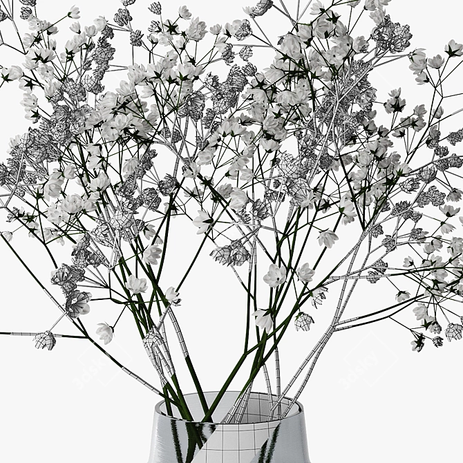 Elegant Gypsophila Bouquet 3D model image 5