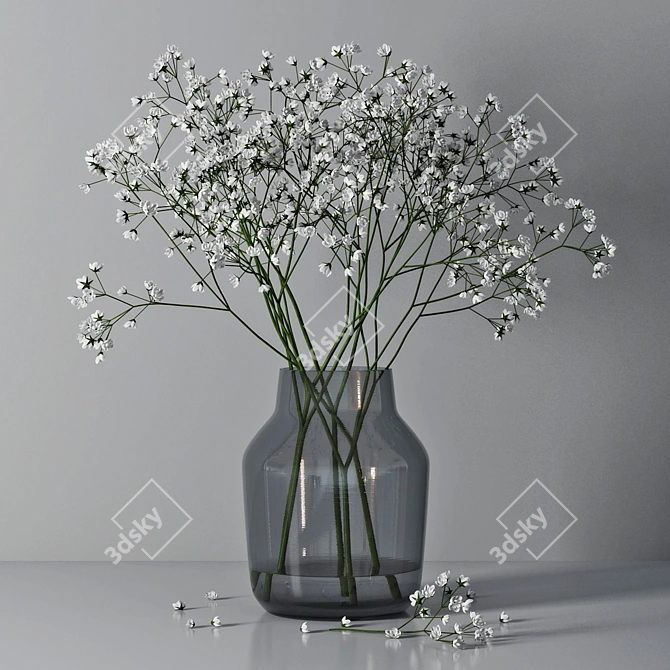 Elegant Gypsophila Bouquet 3D model image 6