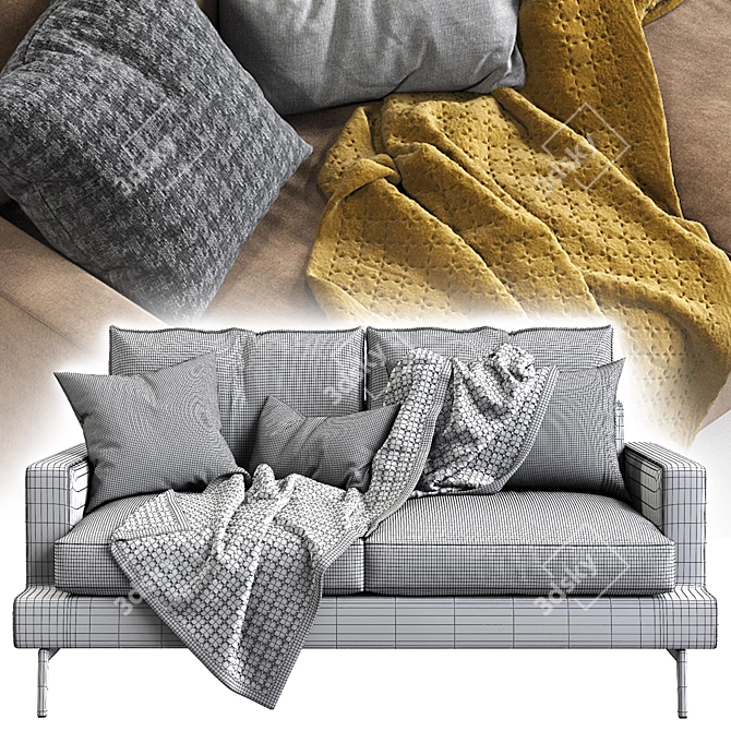 Verzelloni Larsen Sofa: Modern Italian Elegance 3D model image 5