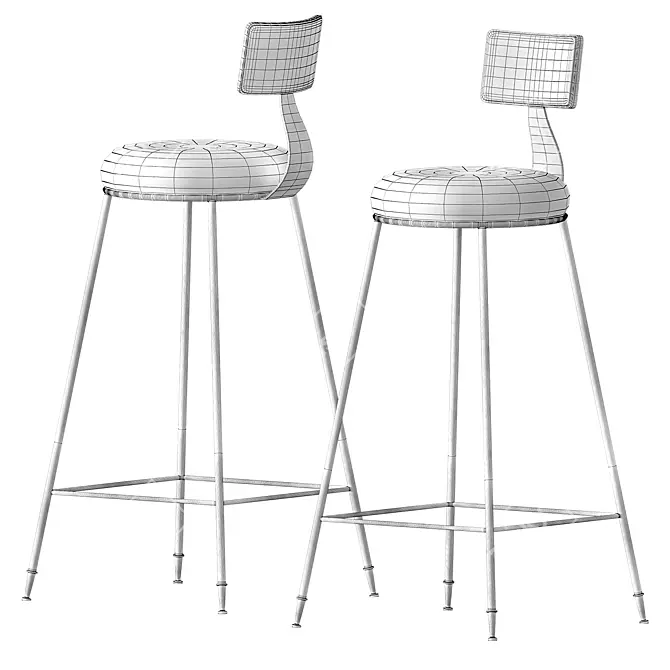 Nordic Iron Bar Stool: Sleek and Stylish 3D model image 4