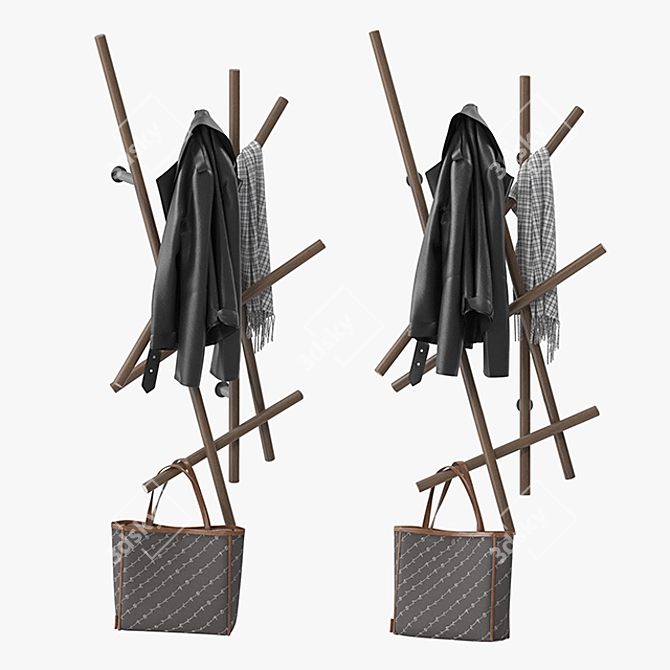 Elegant Porada Sketch Coat Rack 3D model image 1