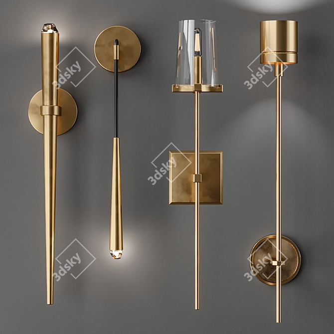 Stylish Wall Light Set: Lampatron Stylus 3D model image 1