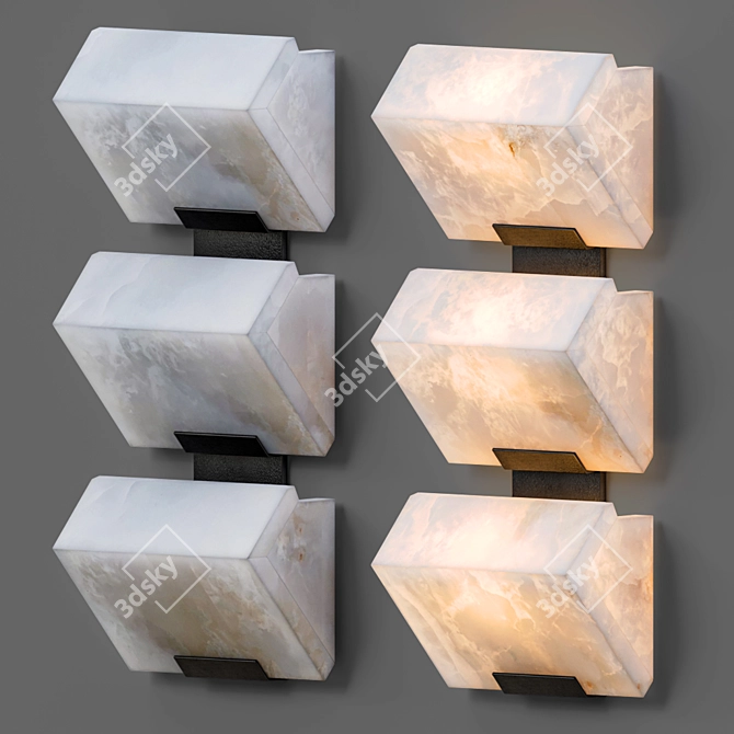 Chic Alabaster Chareau Sconces 3D model image 1