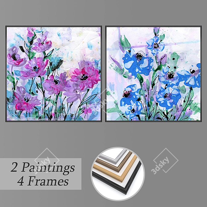 Elegant Wall Art Set with Multiple Frames 3D model image 1