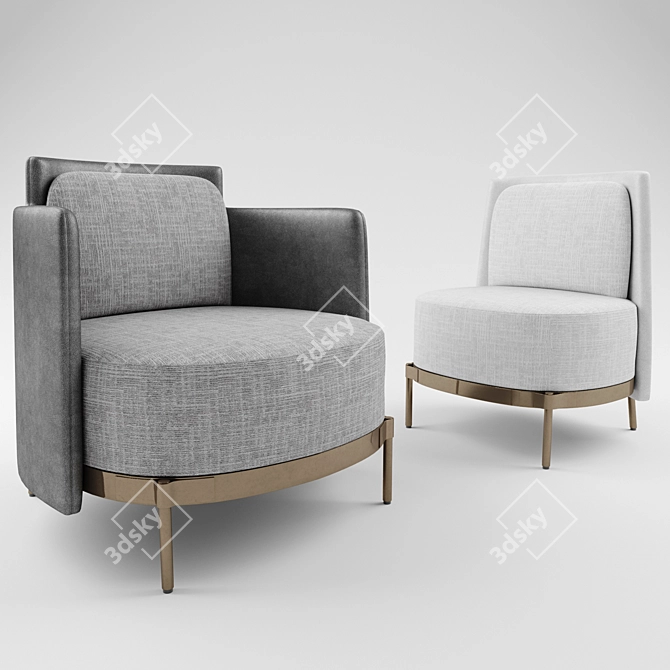 Elegant Minotti TAPE Armchair 3D model image 4