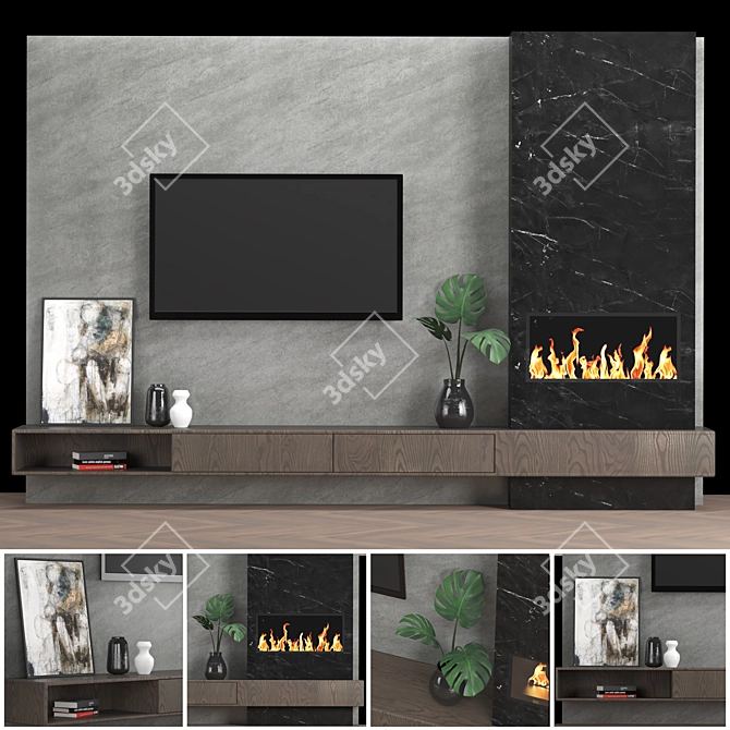 Modular TV Wall: High-Quality Textures & Models 3D model image 1