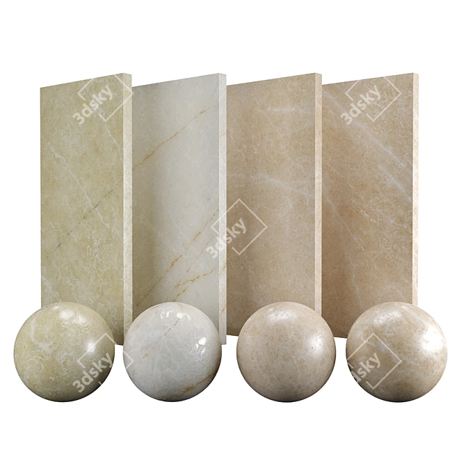 Marble Beige Pavonazzo Texture: 3D Model with PBR Materials 3D model image 1