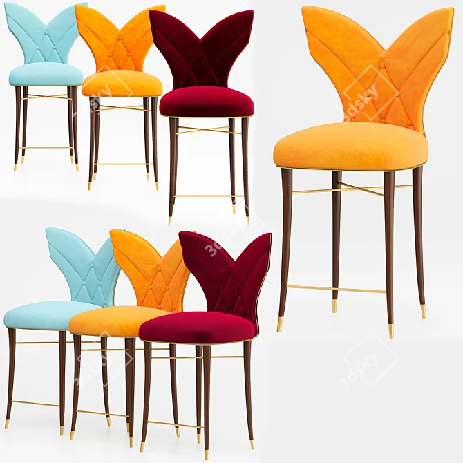  Luna Elegant Bar Stool 3D model image 1