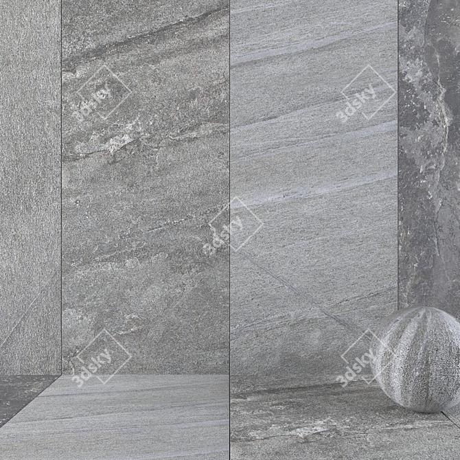Santorini Gray Stone Wall Tiles 3D model image 1
