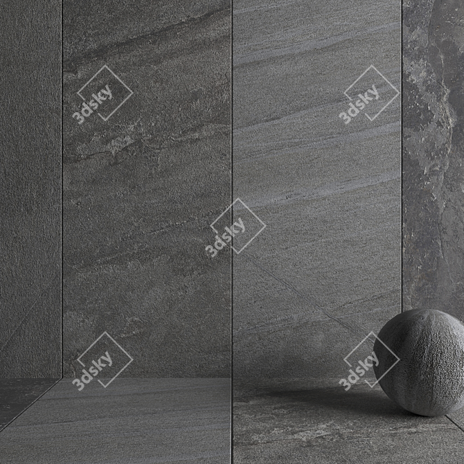 Santorini Gray Stone Wall Tiles 3D model image 3