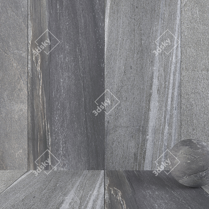 Santorini Gray Stone Wall Tiles 3D model image 1