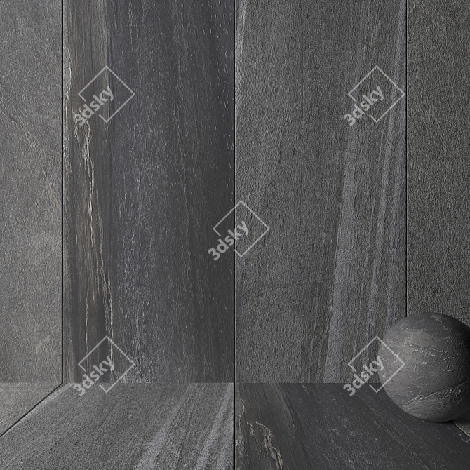 Santorini Gray Stone Wall Tiles 3D model image 2