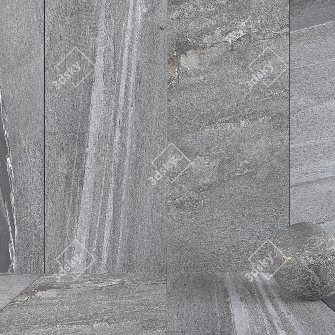 Santorini Gray Stone Wall Set 3D model image 1