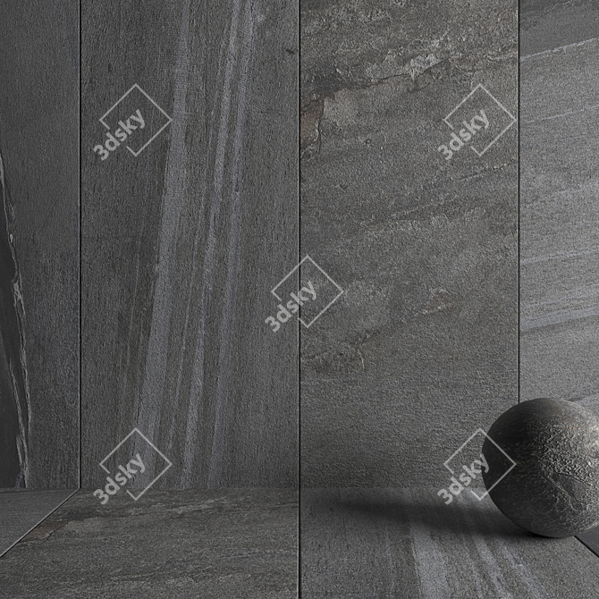 Santorini Gray Stone Wall Set 3D model image 3