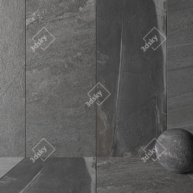 Santorini Gray Stone Wall Set 3D model image 2