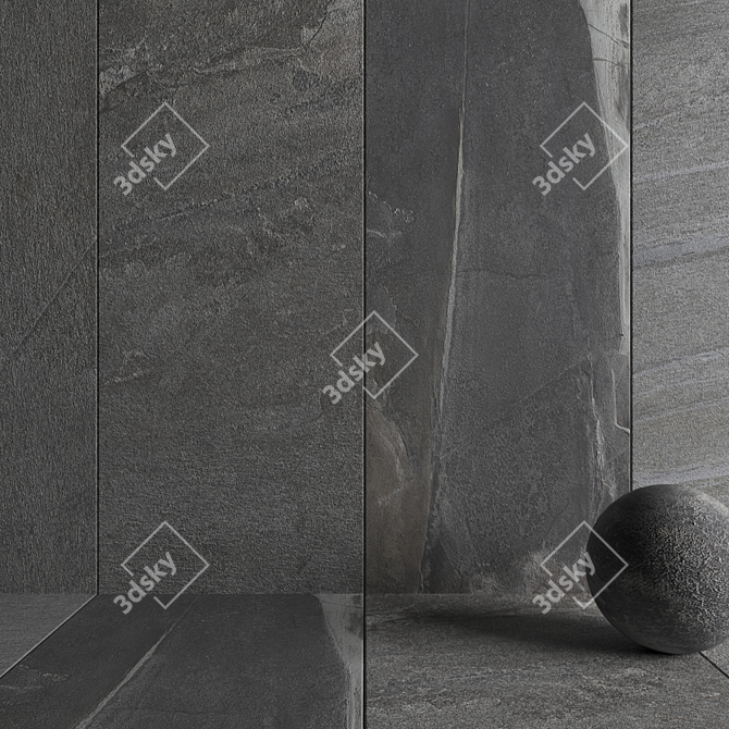 Santorini Gray Stone Wall Set 3D model image 3