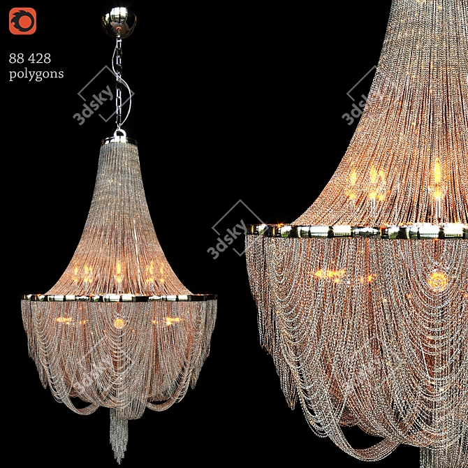 Elegant Chantilly Nickel Chandelier 3D model image 1