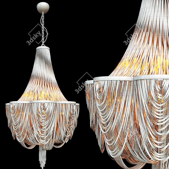 Elegant Chantilly Nickel Chandelier 3D model image 3