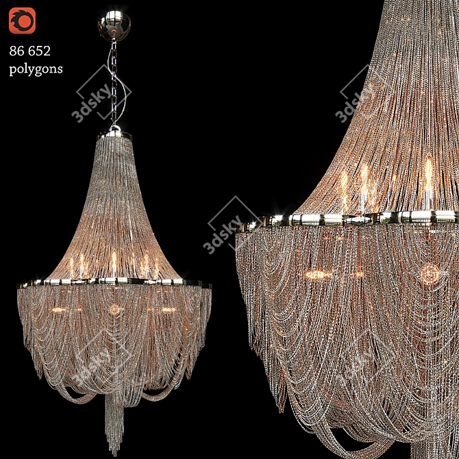 Elegant Chantilly Nickel Chandelier 3D model image 5