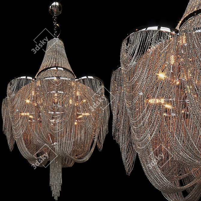 Elegant Chantilly Nickel Chandelier 3D model image 6