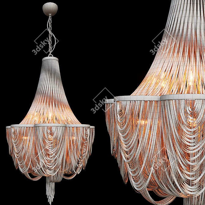 Elegant Chantilly Nickel Chandelier 3D model image 7