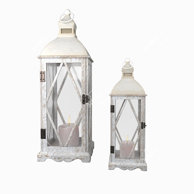 Rustic Lantern Candle Holders 3D model image 2