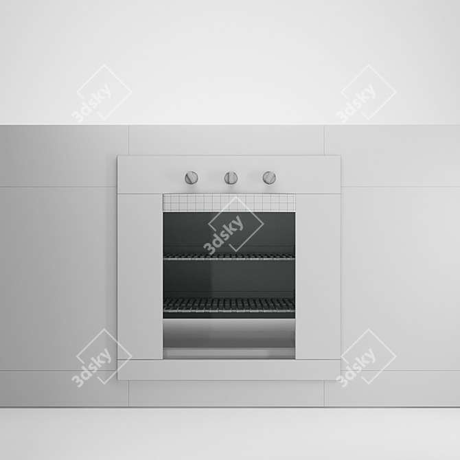 Elegant Glass & Stainless Oven 3D model image 2