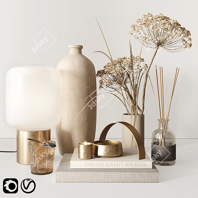 Elegant Beige Home Decor Set 3D model image 1