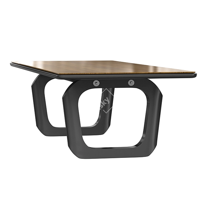 Contemporary Steel and Brass Dining Table 3D model image 3