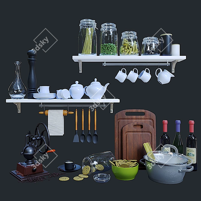 Complete Kitchen Essentials Set 3D model image 1