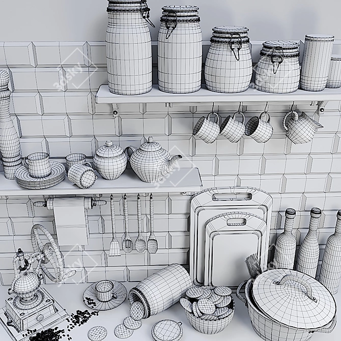 Complete Kitchen Essentials Set 3D model image 5