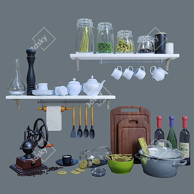 Complete Kitchen Essentials Set 3D model image 6