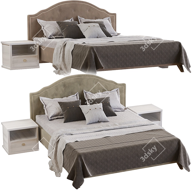 Elegant Escada Bed - Grey 3D model image 1