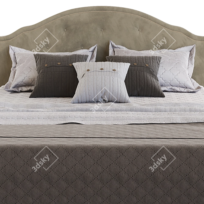 Elegant Escada Bed - Grey 3D model image 2