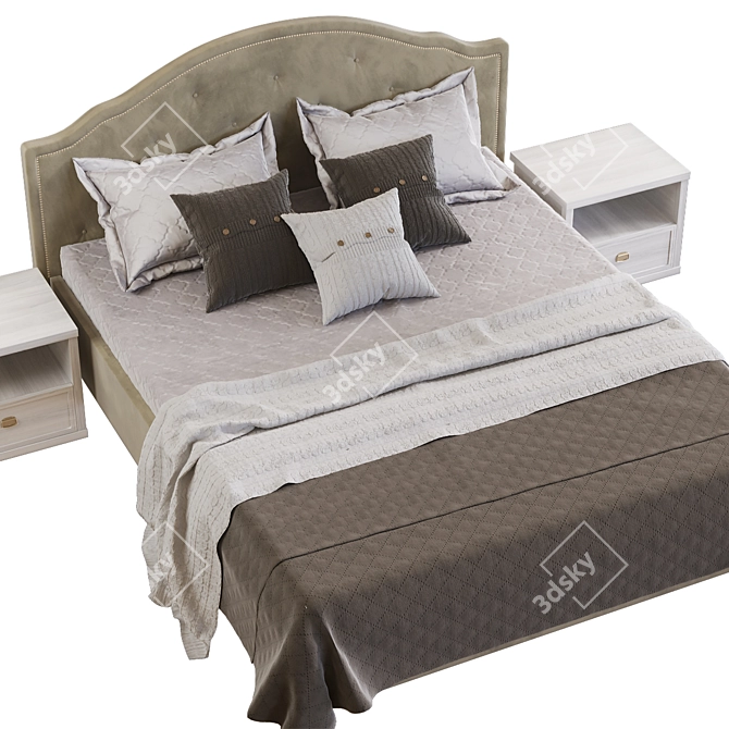 Elegant Escada Bed - Grey 3D model image 4