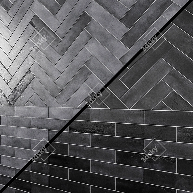 Oblique Range: Unique Porcelain Tiles 3D model image 1