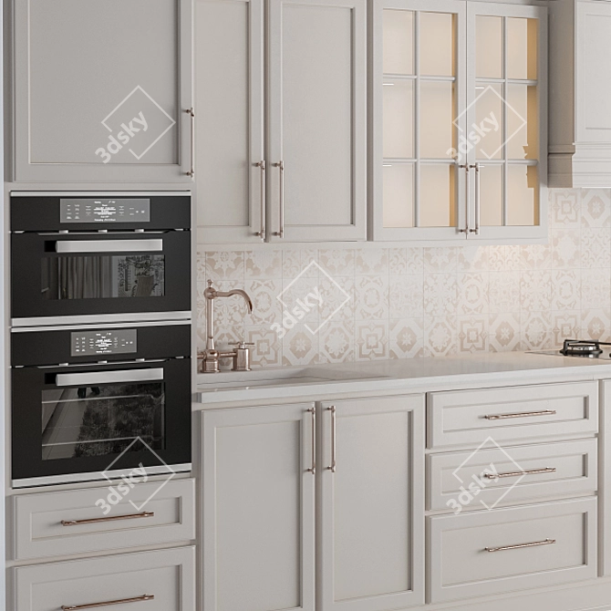 Neo Classic Cream Kitchen Set 3D model image 2