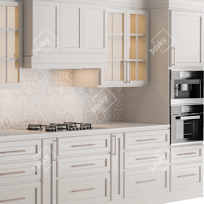 Neo Classic Cream Kitchen Set 3D model image 3