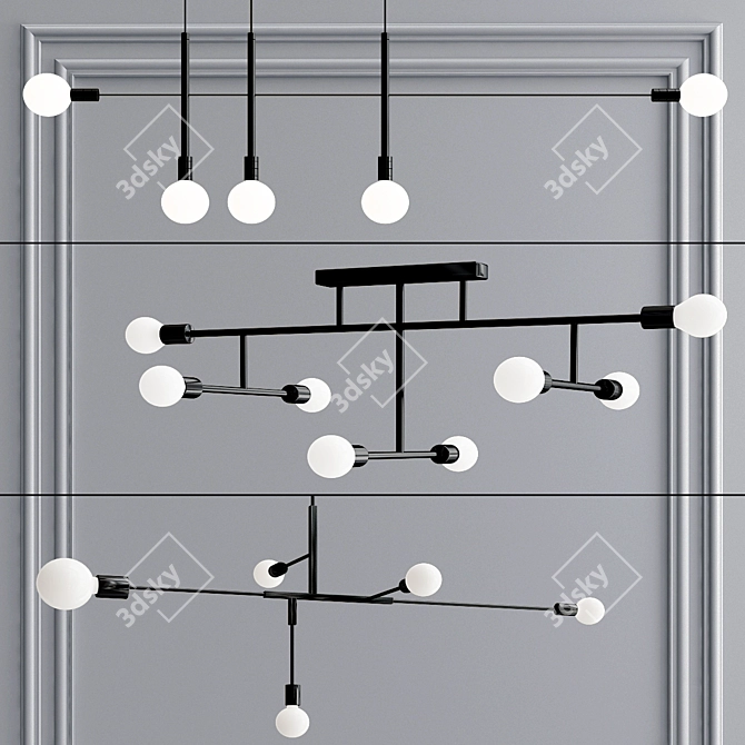 Pendant Light Collection 7 | Stylish and Versatile Lighting Solution 3D model image 1