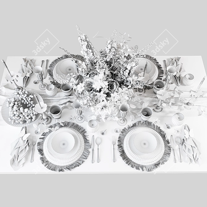 Turquoise Table Setting: Elegant and Vibrant 3D model image 4