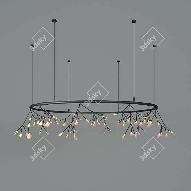 Elegant LED Black Petals Chandelier 3D model image 4