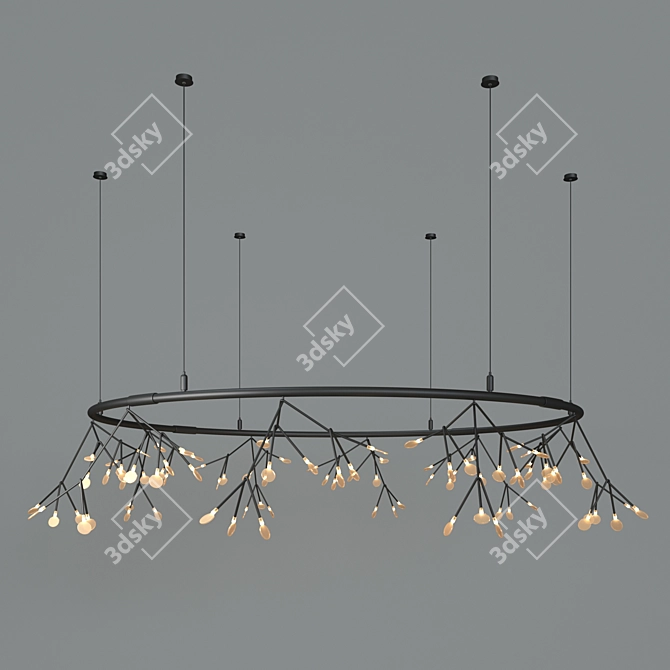 Elegant LED Black Petals Chandelier 3D model image 2