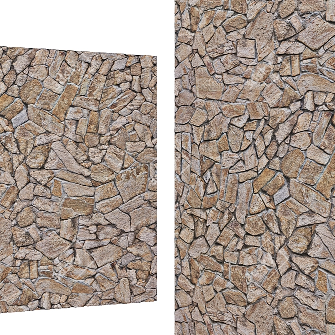 6K Old Stone Brick Wall Mosaic 3D model image 4