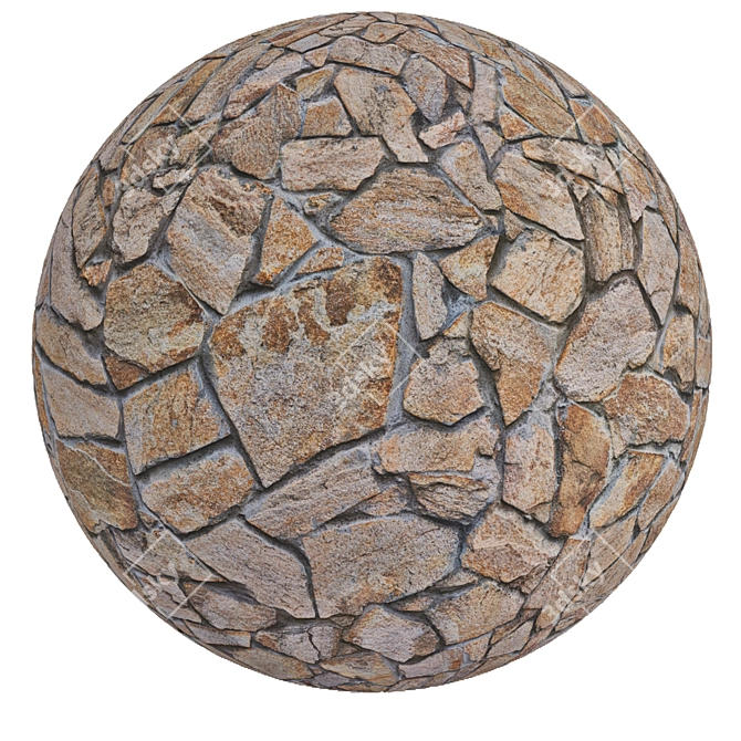 6K Old Stone Brick Wall Mosaic 3D model image 5