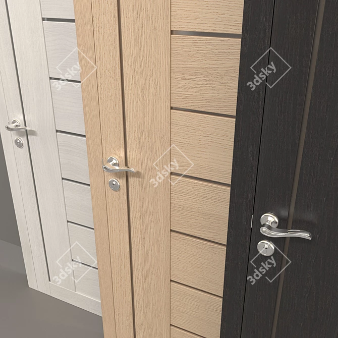 Modern Grey Pine Glass Door 3D model image 2