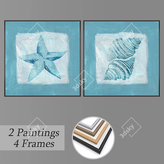 3D Wall Paintings Set - Frame Variants Included 3D model image 1